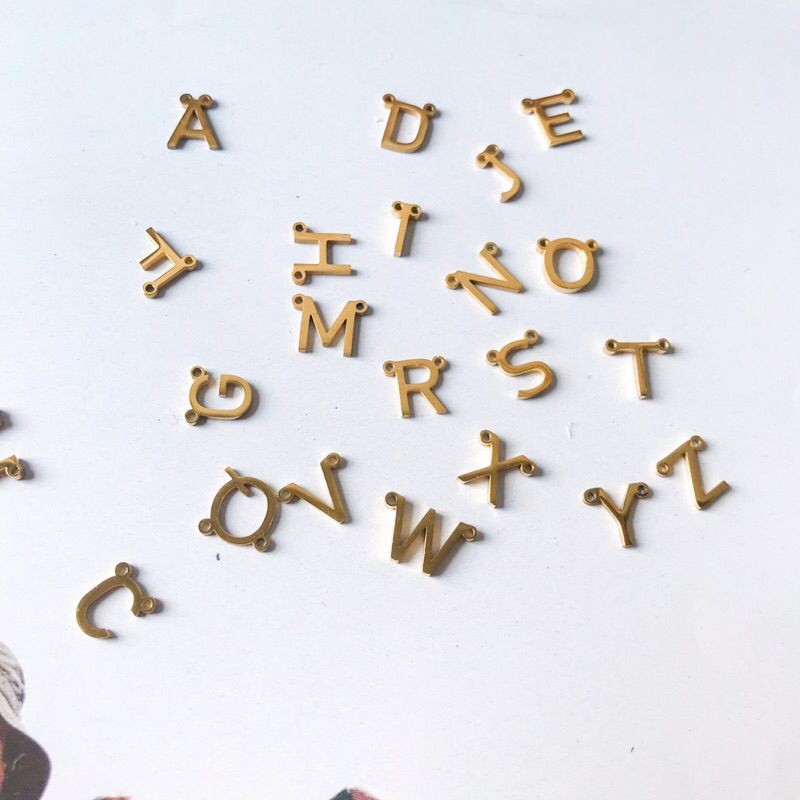 [ U-Z ]  letter pendant with 2 hoop / stainless steel initial personalised alphabet