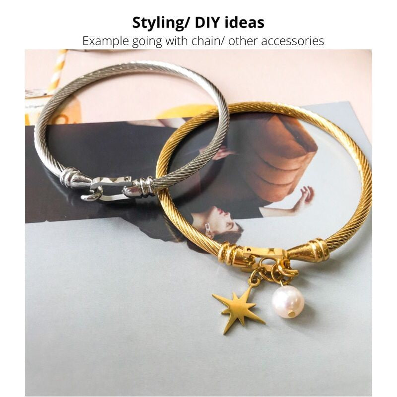 Stainless steel bangle with opening 1 piece