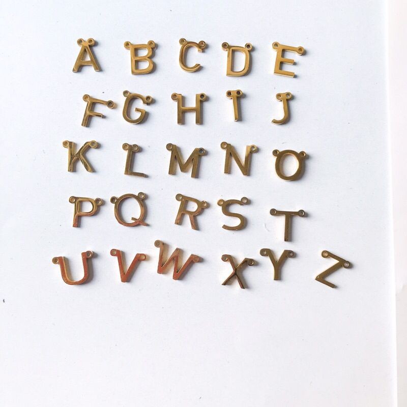 [ A-T ]  letter pendant with 2 hoop/ stainless steel initial personalised alphabet
