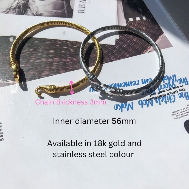 Stainless steel bangle with opening 1 piece