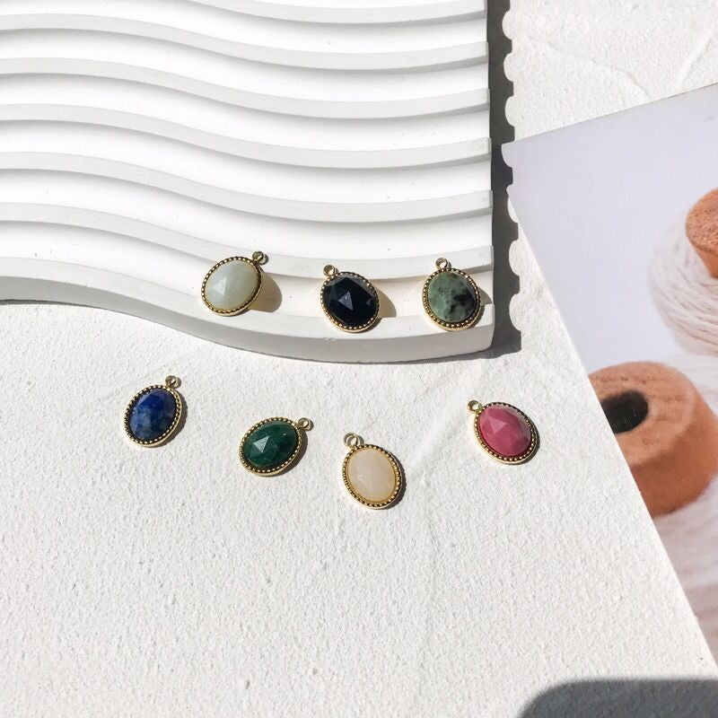 Natural stone pendant - Lazurite Gren agate Jade stone Amazonite