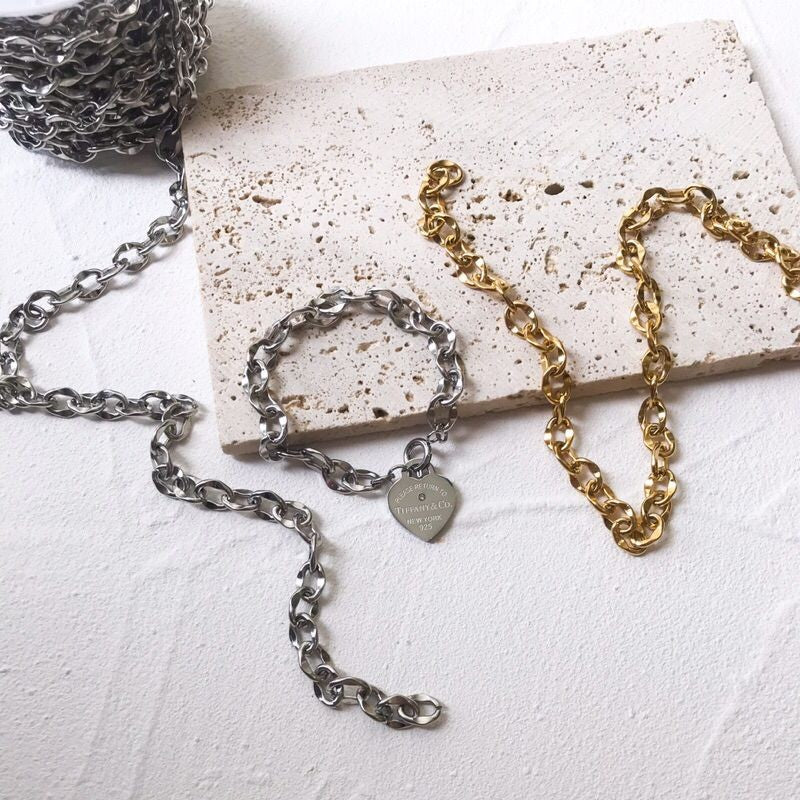 DIY Chain: Stainless steel bulky chain CD link Oval link chain 50cm