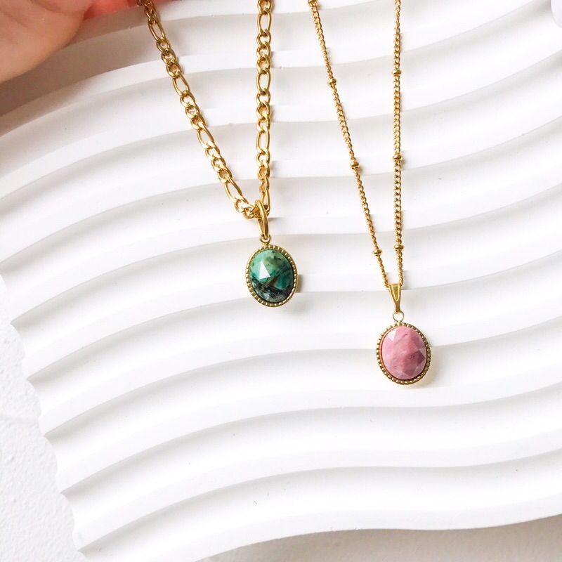 Natural stone pendant - Lazurite Gren agate Jade stone Amazonite