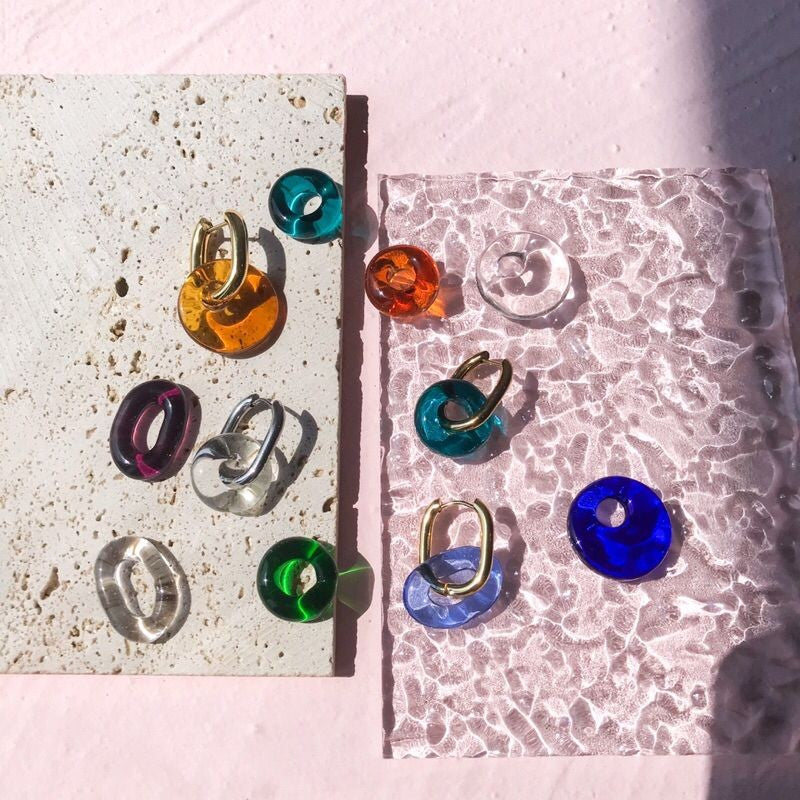 Colourful Glazed Glass pendant for earrings 1 pc