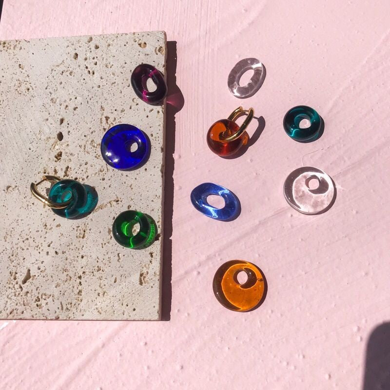 Colourful Glazed Glass pendant for earrings 1 pc