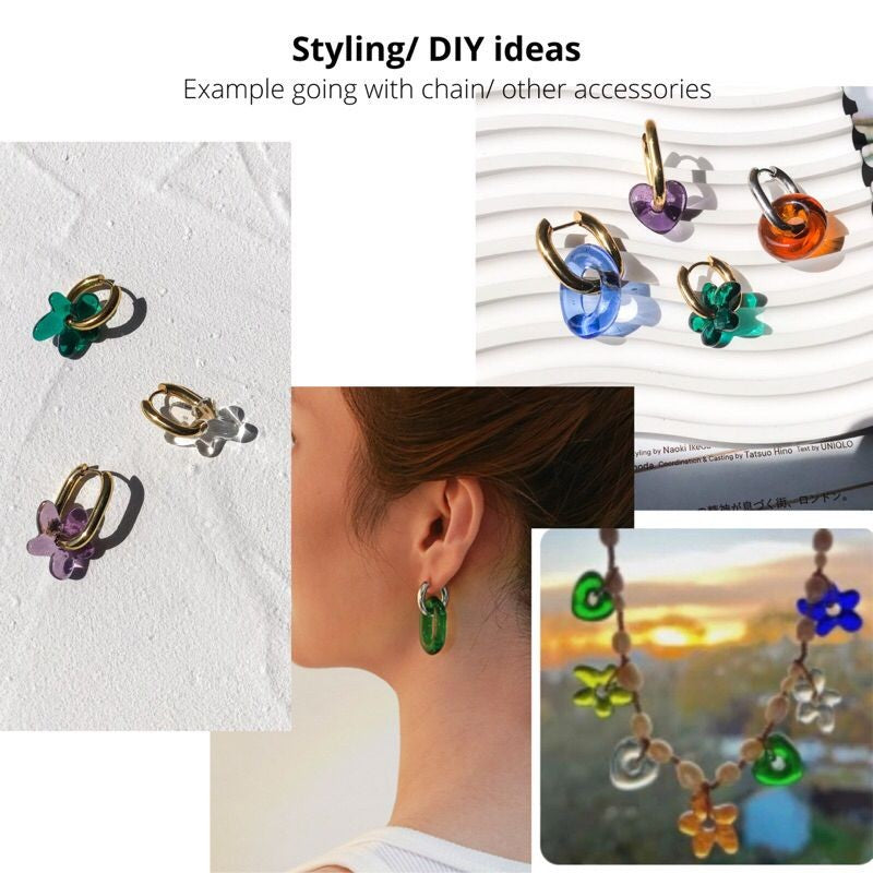 Colourful Glazed Glass pendant for earrings 1 pc