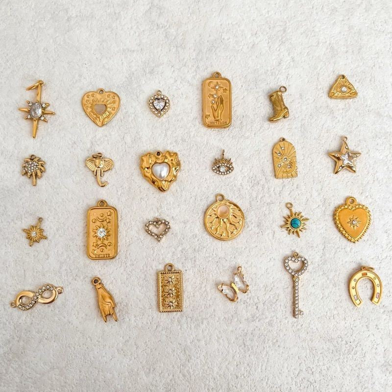 Stainless steel pendant/ star key love diamond boots evil eye hand butterfly tree pearl sun elephant pendant