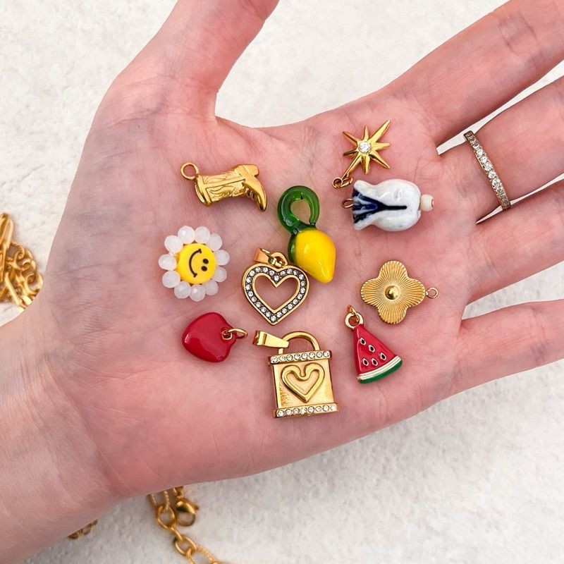 Stainless steel pendant 1pc/ flower fruit love bag butterfly rose evil eye boots pendant/ diy jewellery accessories