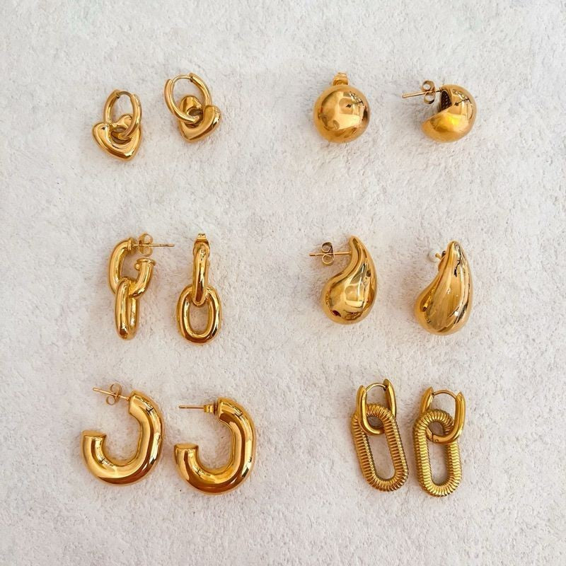 Stainless steel earrings 1 pair/ droplet earrings chunky earring love Huggies rectangle earrings hoop