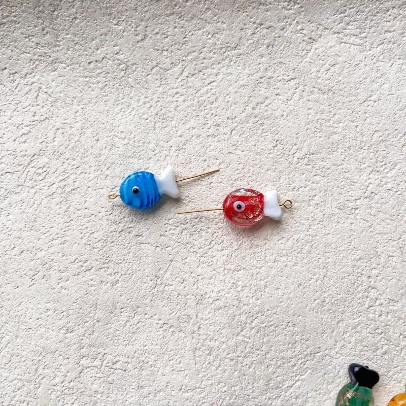 Glass fish beads for jewellery diy / colourful fish pendant sea pendant for necklace bracelet accessories