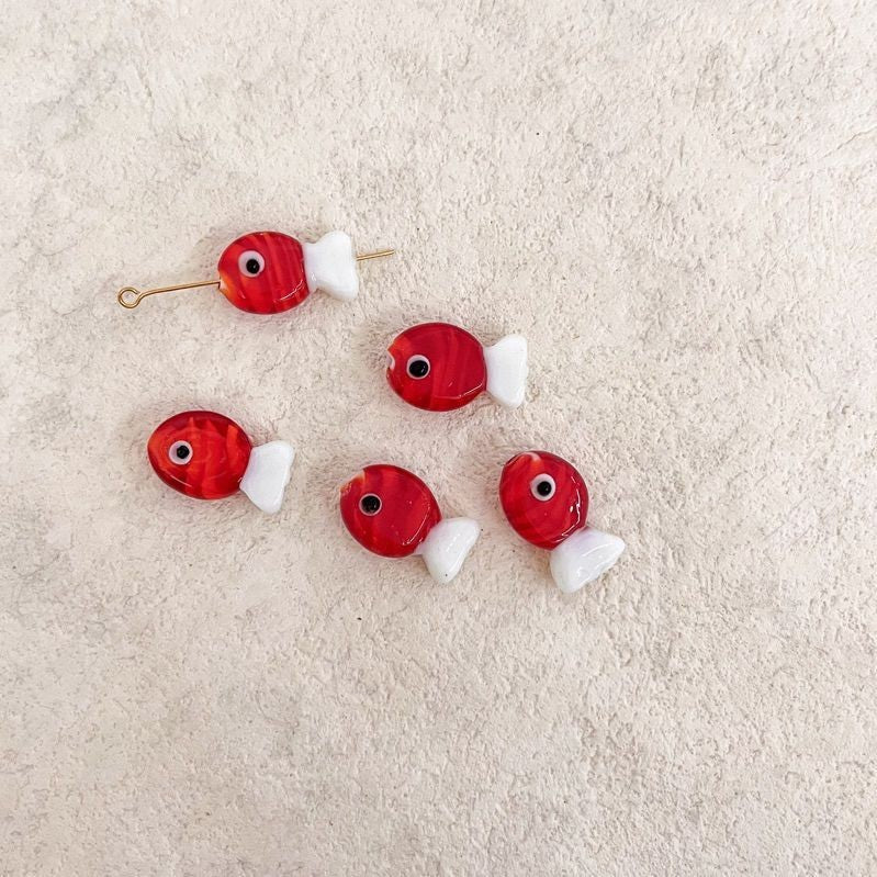 Glass fish beads for jewellery diy / colourful fish pendant sea pendant for necklace bracelet accessories