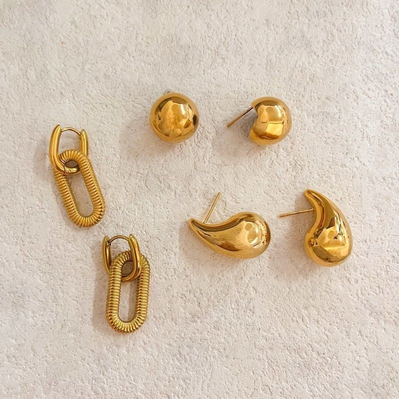 Stainless steel earrings 1 pair/ droplet earrings chunky earring love Huggies rectangle earrings hoop