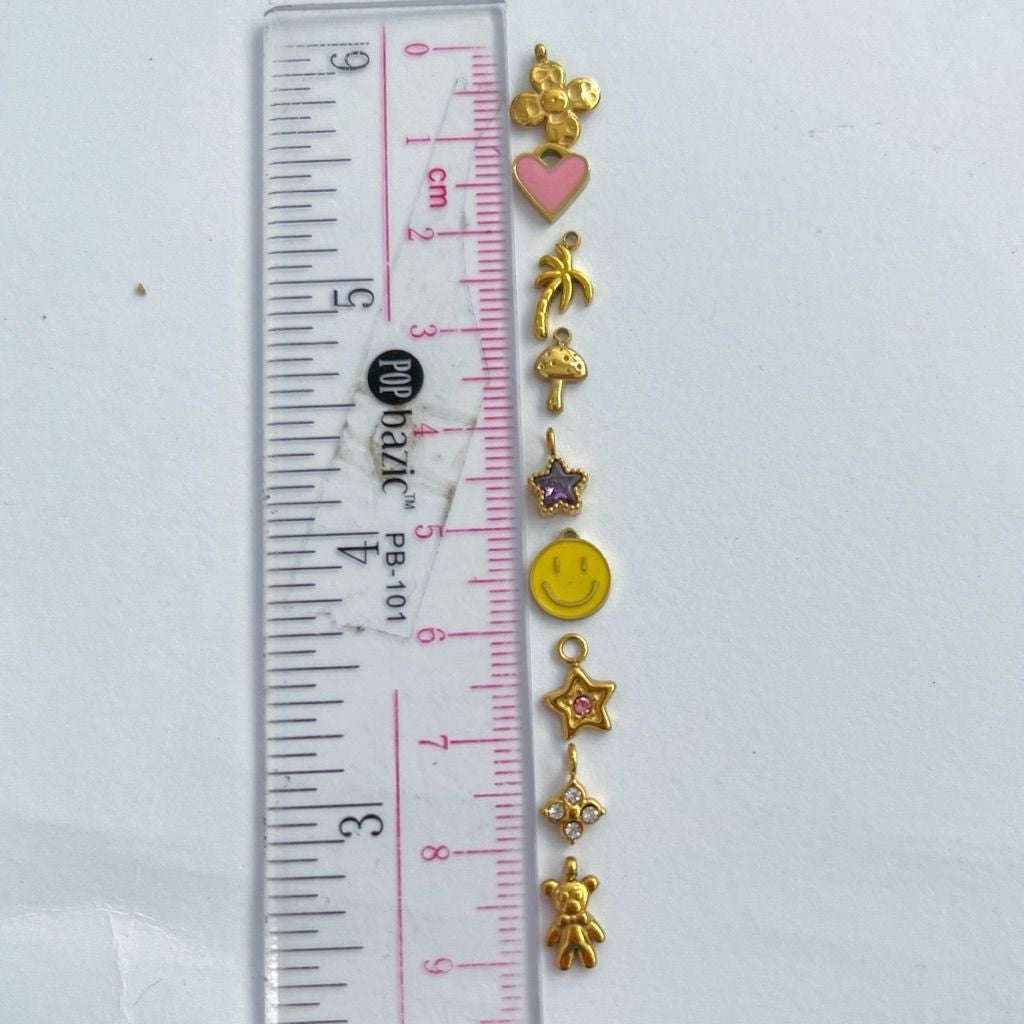 Stainless steel small mini pendant 1 pc/ cat icecream flower love ribbon small bear teddy smiley face clover star pendan