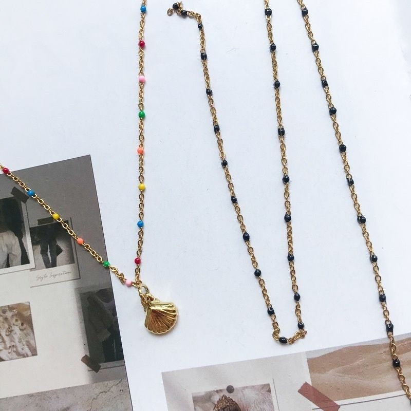 [DIY Chain] Colourful Enamel with Classic cable chain - Stainless steel