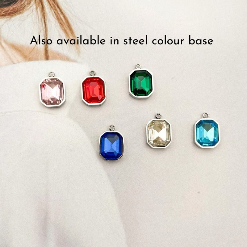 Rectangle zirconia pendant/ Stainless steel