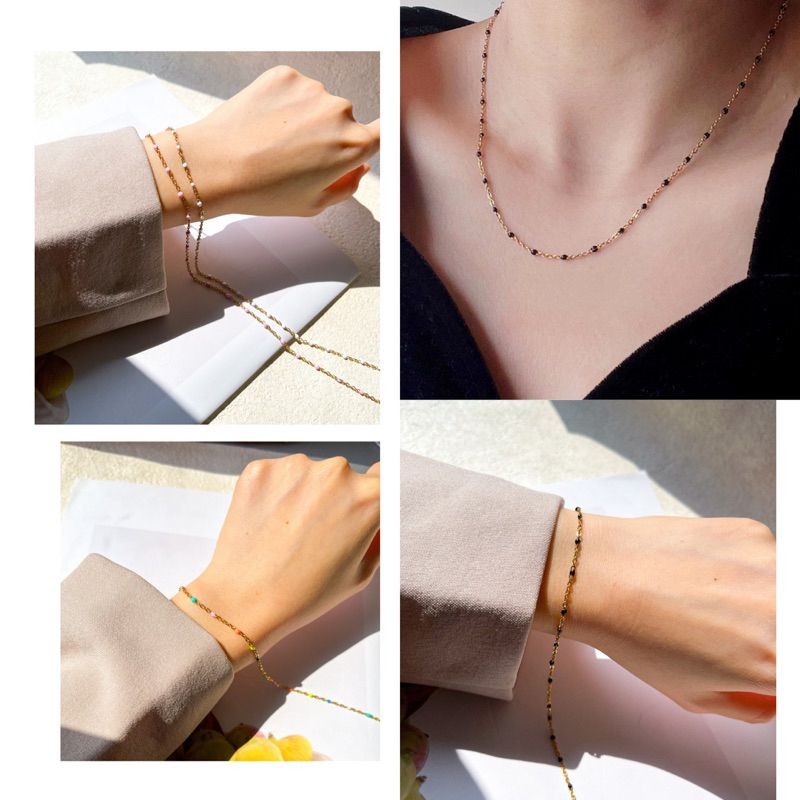 [DIY Chain] Colourful Enamel with Classic cable chain - Stainless steel