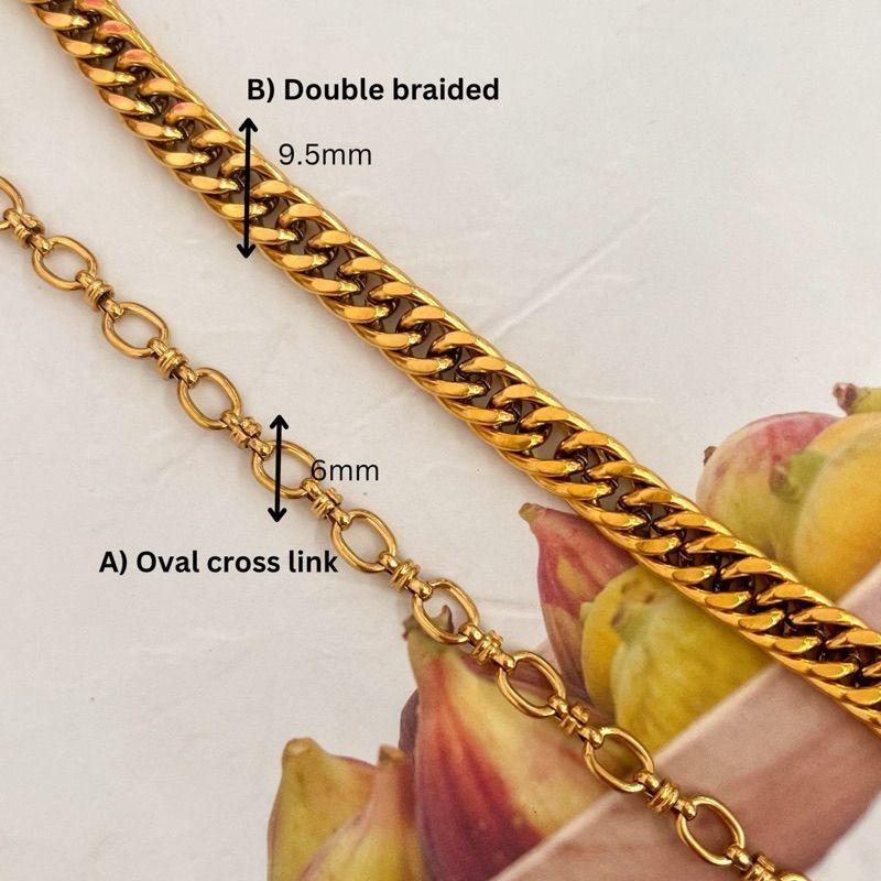 [DIY Chain] Stainless steel gold link DIY chain no ending/ Double braided Cuban chain/ Oval cross link chain gelang