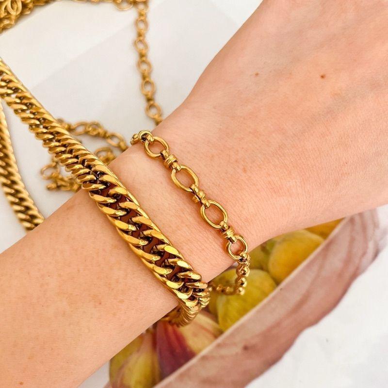[DIY Chain] Stainless steel gold link DIY chain no ending/ Double braided Cuban chain/ Oval cross link chain gelang