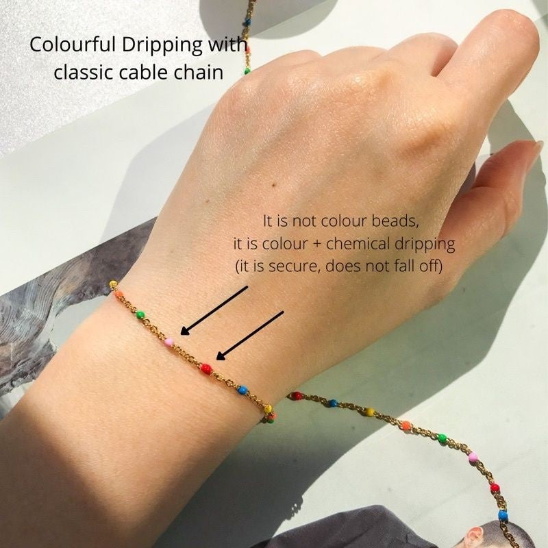 [DIY Chain] Colourful Enamel with Classic cable chain - Stainless steel
