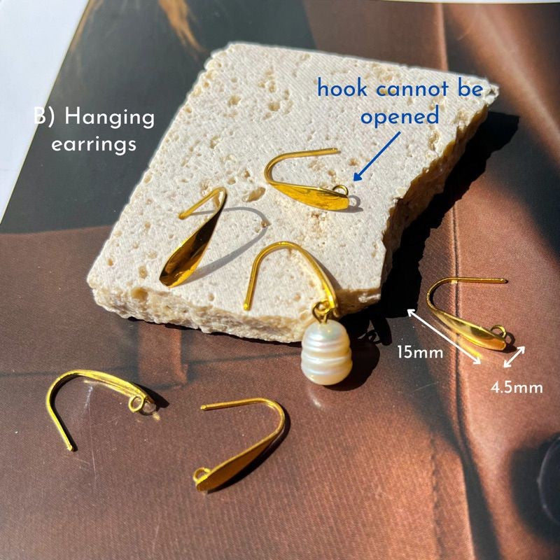 Stainless steel hook on huggies/ hanging earrings
