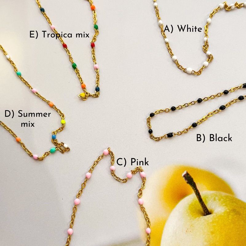 [DIY Chain] Colourful Enamel with Classic cable chain - Stainless steel