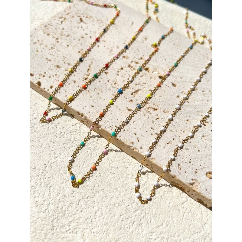 [DIY Chain] Colourful Enamel with Classic cable chain - Stainless steel