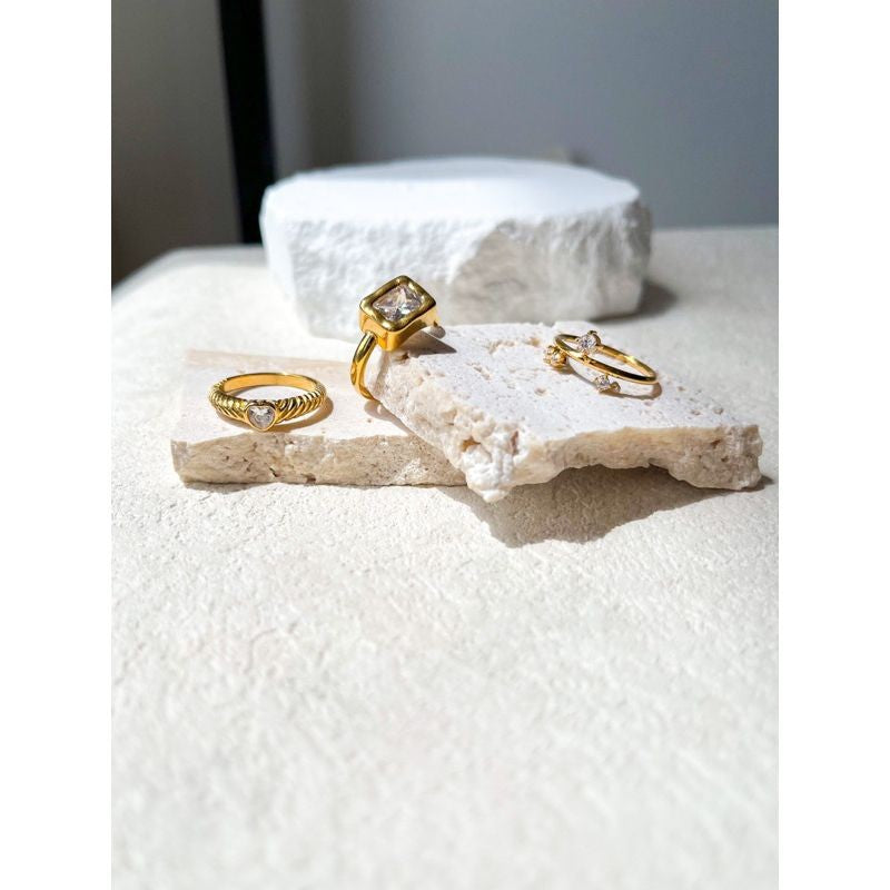 Gold stainless steel rings - zirconia diamond rings love ring