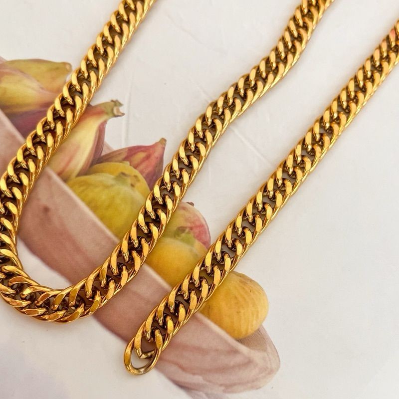 [DIY Chain] Stainless steel gold link DIY chain no ending/ Double braided Cuban chain/ Oval cross link chain gelang