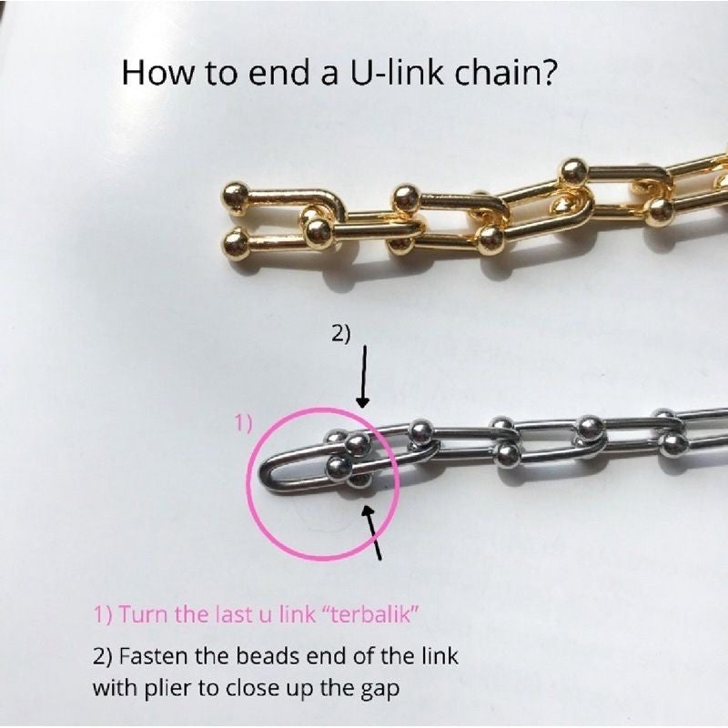Stainless steel Bulky U link chain for diy accessories gold jewellery materials