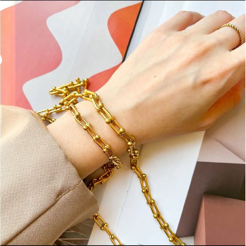 Stainless steel Bulky U link chain for diy accessories gold jewellery materials