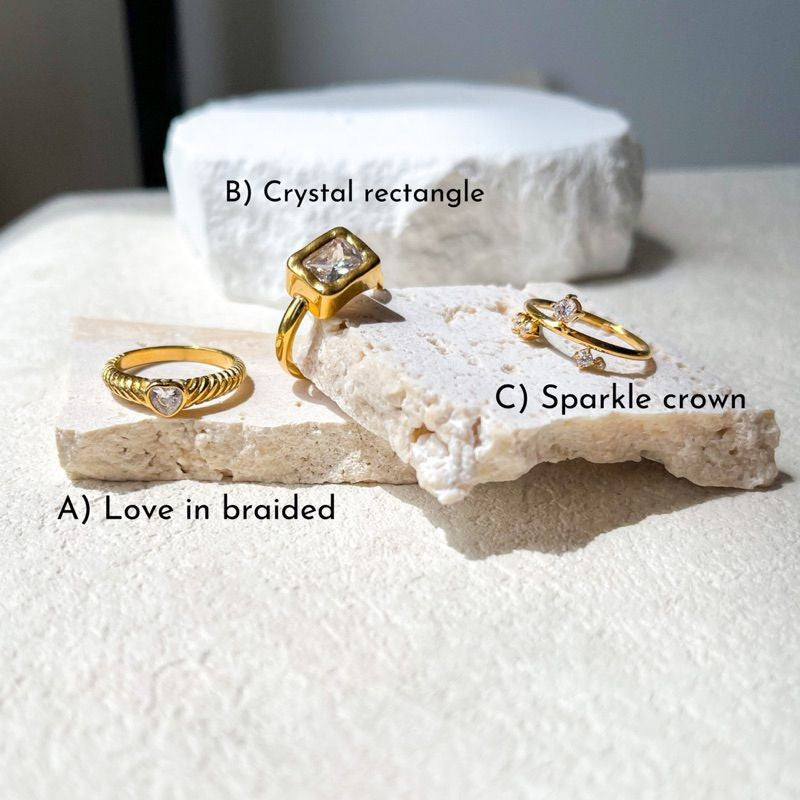 Gold stainless steel rings - zirconia diamond rings love ring