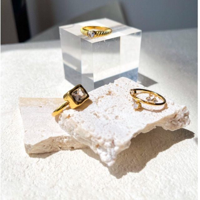 Gold stainless steel rings - zirconia diamond rings love ring