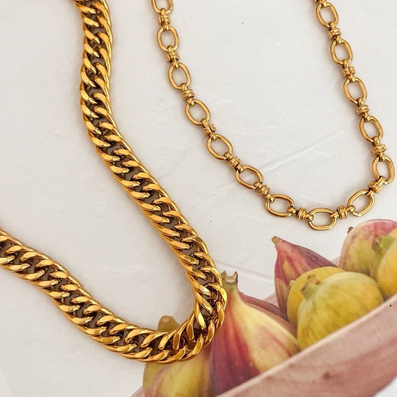 [DIY Chain] Stainless steel gold link DIY chain no ending/ Double braided Cuban chain/ Oval cross link chain gelang