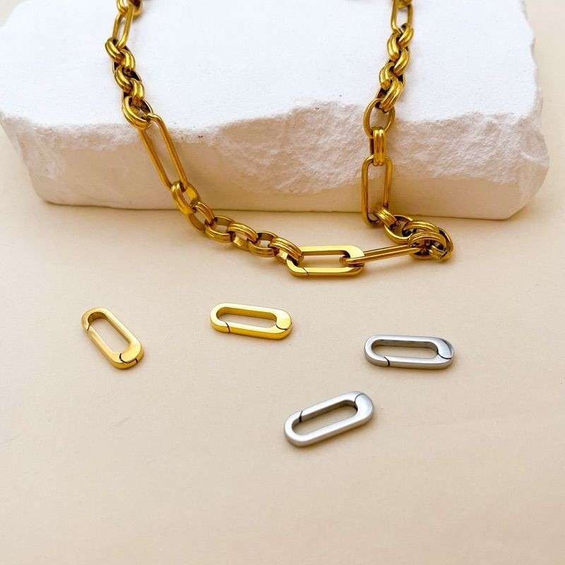 Snapbail with hook/ Round stacker clasp/ Rectangle clasp ending - stainless steel