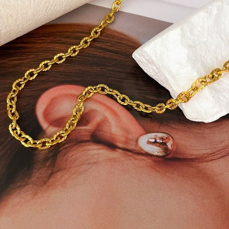 Stainless steel Edge Oval chain 50cm/ DIY jewellery chain