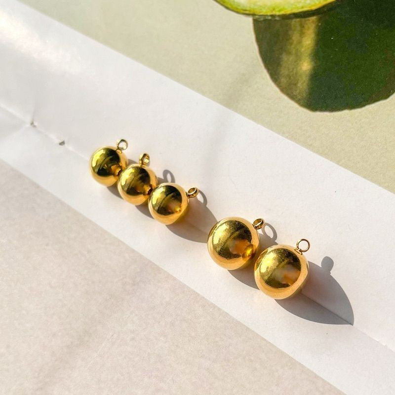 Stainless steel big size solid ball pendant 10mm/ 12mm gold ball