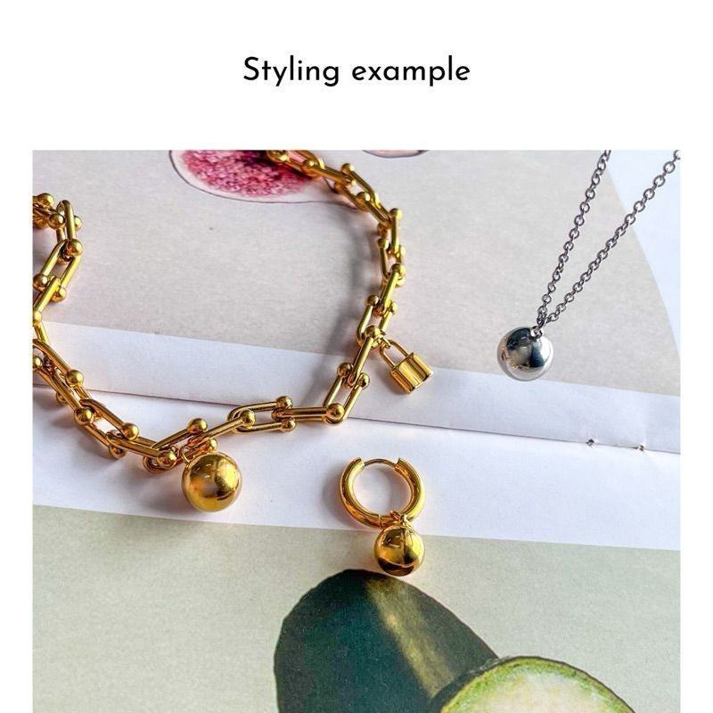 Stainless steel big size solid ball pendant 10mm/ 12mm gold ball