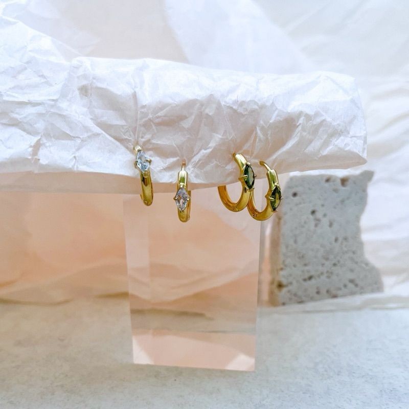 Stainless steel gold earrings love deign/ uneven design/ tennis diamond earrings 1 pair