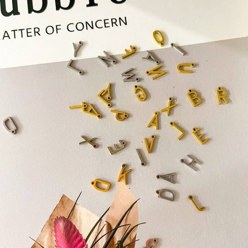 Stainless steel (STEEL Colour) simple letter pendant