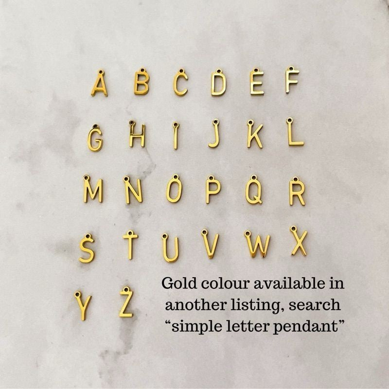 Stainless steel (STEEL Colour) simple letter pendant