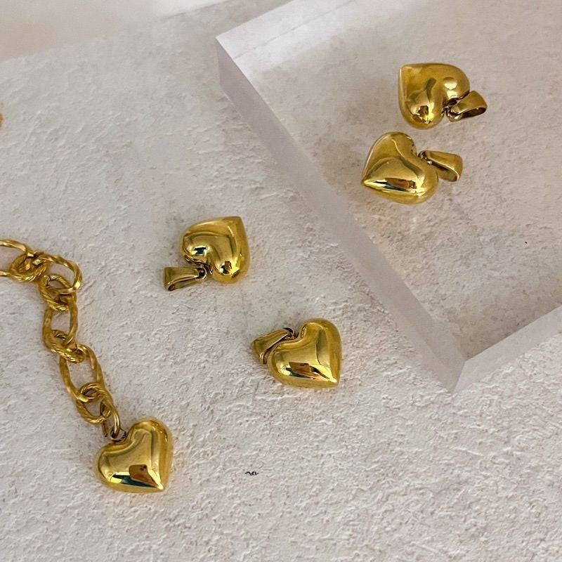 Stainless steel puff love pendant and key pendant 1 pc