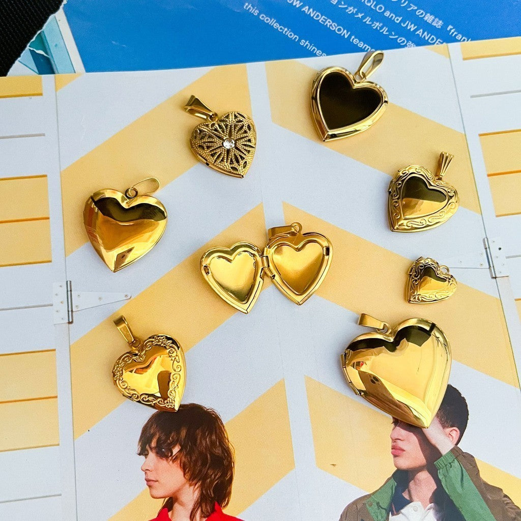Big Love locket pendant - stainless steel gold pvd