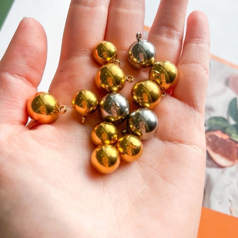 Stainless steel big size solid ball pendant 10mm/ 12mm gold ball