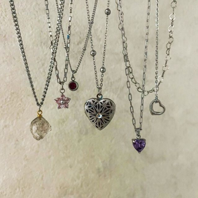 [Ready Necklace] Steel colour stainless steel tarnish free necklace 1 pc