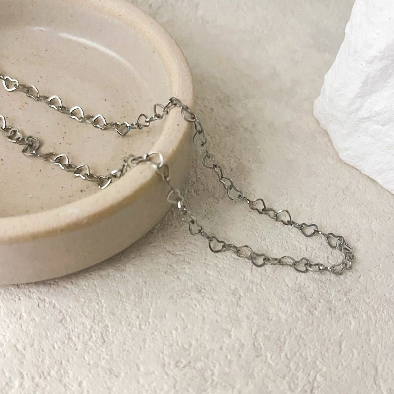 [Ready Necklace] Steel colour stainless steel tarnish free necklace 1 pc