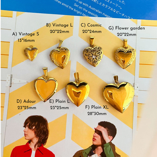 Big Love locket pendant - stainless steel gold pvd