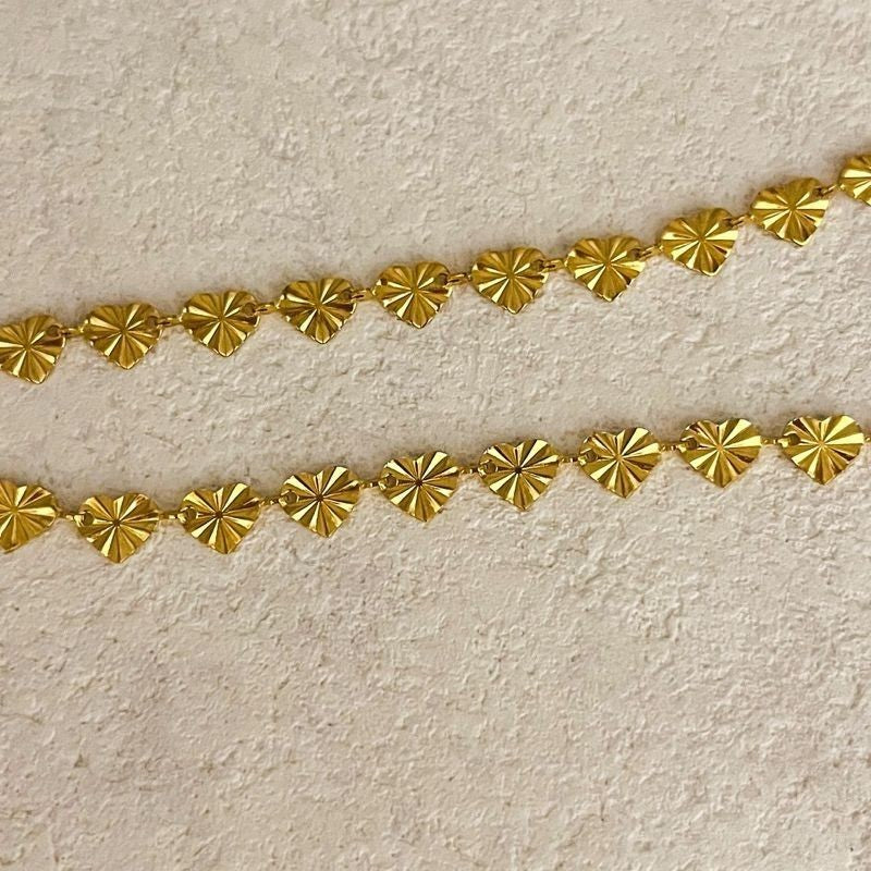 Stainless steel love chain 50cm/ gold heart shape chain