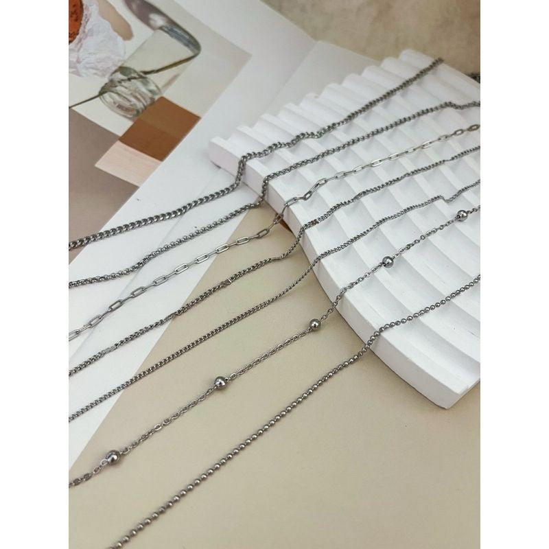 [Ready Necklace] Steel colour stainless steel tarnish free necklace 1 pc