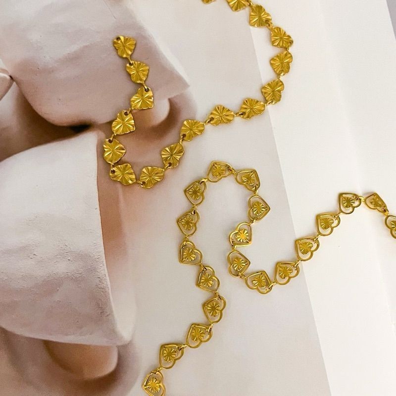 Stainless steel love chain 50cm/ gold heart shape chain