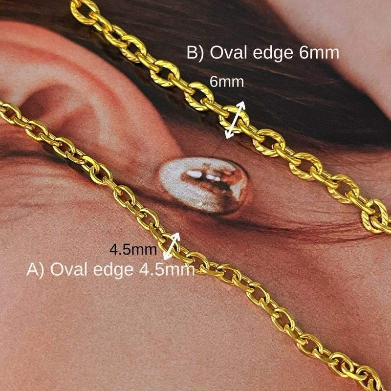 Stainless steel Edge Oval chain 50cm/ DIY jewellery chain